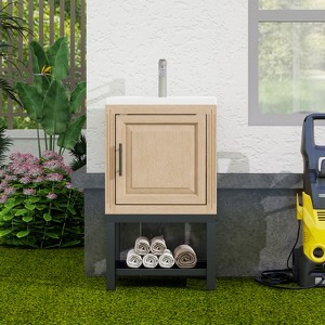 GDFStudio York Indoor/Outdoor Freestanding Magnesium Oxide Bathroom Vanity with Faucet and Ceramic Sink - 1 of 4