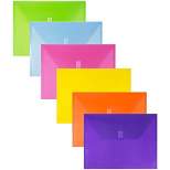 JAM Paper 9 3/4'' x 13'' 6pk Plastic Envelopes with Hook & Loop Closure, Letter Booklet - Multicolor