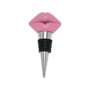 Unique Bargains Lips Stopper Aluminum Alloy TPE Plastic Black Silver Tone Pink 3.27"x1.73"x0.79" 1 Pc - 1 of 3