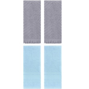 REGALWOVEN 4 Pcs Bathroom Cotton Soft and Absorbent Geometric Hand Towel 13" x 29" - 1 of 4