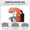 VEVOR 3-in-1 Auto Hat Heat Press with 3pcs Interchangeable Platens(6.6" x 2.7", 6.6" x 3.8", 6.1" x 3"), Black&Orange - 3 of 4