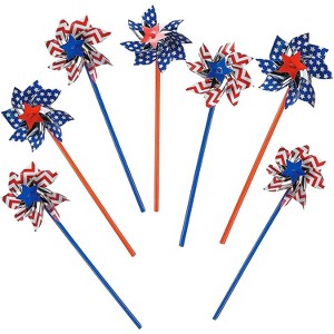 4E's Novelty Patriotic Pinwheels 12 Pack - Party Favors for Kids & Adults, July 4th Wind Spinners - American Flag-Themed for Outdoor Decorations - 1 of 4