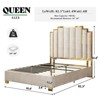 AMERLIFE Upholstered Bed, Modern Velvet Bed Frame with 61.4" Tall Gold Trim Headboard - 4 of 4
