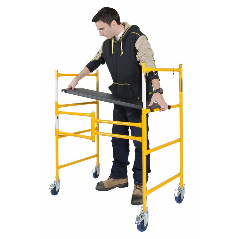 MetalTech 4 Foot High Portable Adjustable Platform Basic Mini Mobile Scaffolding Ladder with Locking Wheels, 4 of 7
