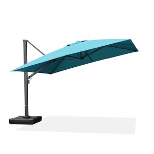 PURPLE LEAF Square Patio Umbrella with Base Large Outdoor Offset Umbrella 360-degree Rotation Cantilever Umbrella for Garden Deck Backyard Pool - 1 of 4