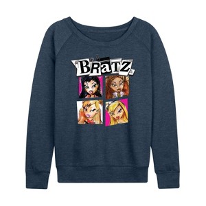 Women's - Bratz - Original Dolls Cartoon Drawing Lightweight French Terry Wide Neck Long Sleeve Shirt - 1 of 4