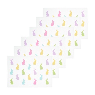 C&F Home Easter Spring Bunny Rabbit Hop Cotton Rectangle Placemats, Set of 6