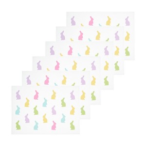 C&F Home Easter Spring Bunny Rabbit Hop Cotton Rectangle Placemats, Set of 6 - 1 of 4