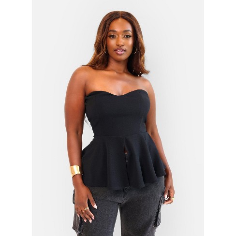 Rebdolls Women's Sweet Pea Peplum Blouse - Black - 5x : Target