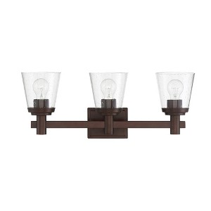Sunset Lighting Riella 3-Light  Vanity, Clear Seeded Glass,  Provincial Bronze Finish - 1 of 3