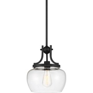 Regency Hill Kristov Black Mini Pendant 10 1/2" Wide Modern Industrial Clear Glass Shade for Dining Room House Foyer Kitchen Island Entryway Bedroom - 1 of 4
