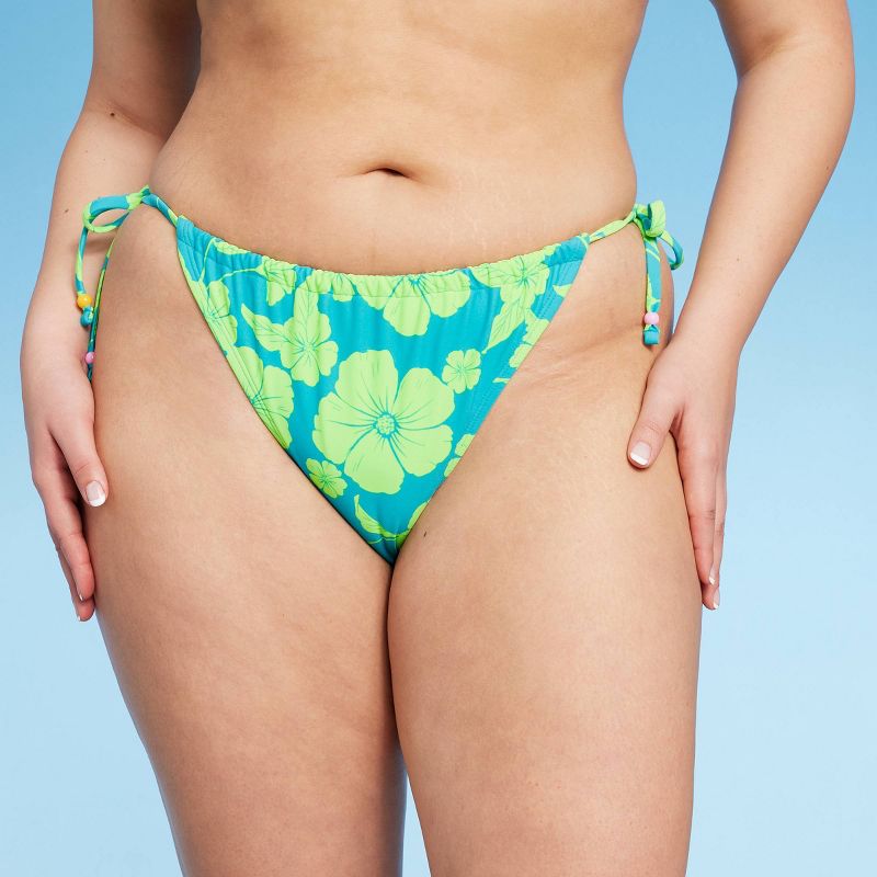 Women's Adjustable Coverage Bikini Bottom - Wild Fable™ Blue/Green Tropical Print, 6 of 17