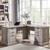 SinCiDo 60" L-Shaped Desk,Farmhouse Computer Desk with Charging Station,Filing Cabinet Storage, Drawer,Study Writing Desk - 2 of 4