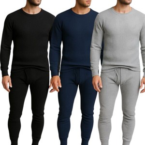 3 Pack Men’s Thermal Underwear Set – Waffle Knit Base Layer Top & Bottom Long Johns - 1 of 4
