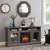60" Retro TV Stand for 65" TVs with 18" Fireplace Insert, Storage Cabinet and Open Shelves Entertainment Center for Living Room - 2 of 4