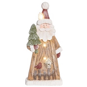 Transpac Resin 18 in. Multicolored Christmas Light Up Snowy Santa/Snowman Scene Decor - 1 of 2