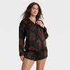 Women's Satin Notch Collar Long Sleeve Shirt and Shorts Pajama Set - Auden™ - 3 of 4