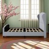 Queen Size Upholstered Platform Bed with 51" Wingback Headboard, Linen Fabric, Wood Slats, No Box Spring Needed - 4 of 4