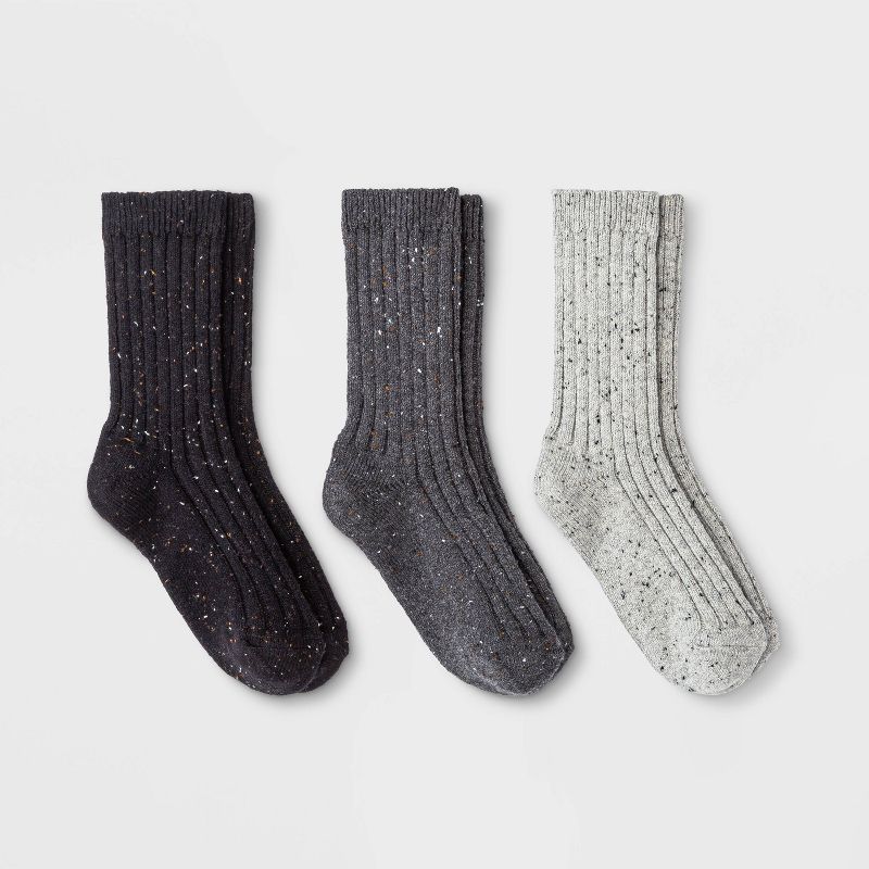 Women's Fine Ribbed Nep 3pk Crew Socks - Universal Thread™, 1 of 6