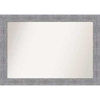 41" x 29" Non-Beveled Bark Rustic Gray Wall Mirror - Amanti Art