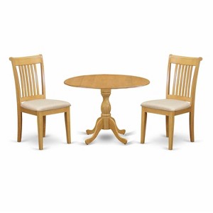 3-Piece Natural Oak Finish Solid Wood Top - Dining Room Set - Seats 4 - 1 of 4