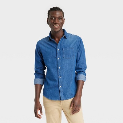 Men's Denim Long Sleeve Button-Down Shirt - Goodfellow & Co