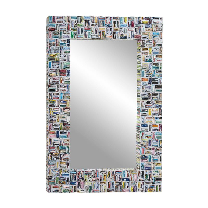 Glass Handmade Recycled Magazine Frame Wall Mirror Multi Colored - Olivia &#38; May, 1 of 17