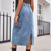 Clearlove Women's Jean Skirt Stretch Denim Midi Skirt with Pockets - 3 of 4
