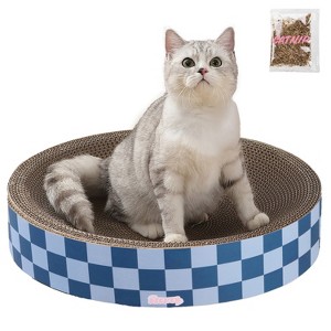 THE LICKER STORE Nelson Modern Cardboard Round Bowl Cat Scratcher with Catnip - 1 of 4