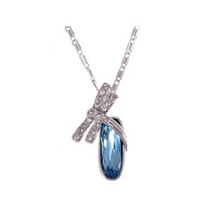 Anna-Kaci Aquamarine Sky Blue Water Crystal Bridesmaid March Birthstone Necklace - 1 of 4