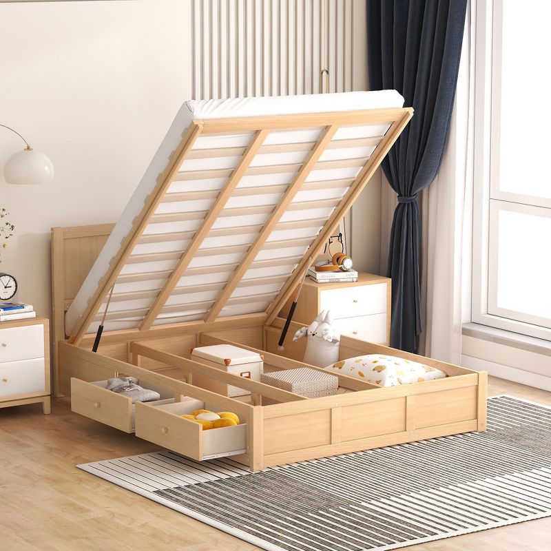 Wood Platform Bed with Underneath Storage and 2 Drawers-ModernLuxe, 2 of 16