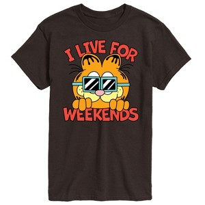 Men's - Garfield - I Live For Weekends Short Sleeve Graphic T-Shirt - 1 of 4