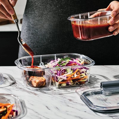 Clear Plastic Meal Prep Containers with Divided Storage, Set of 5