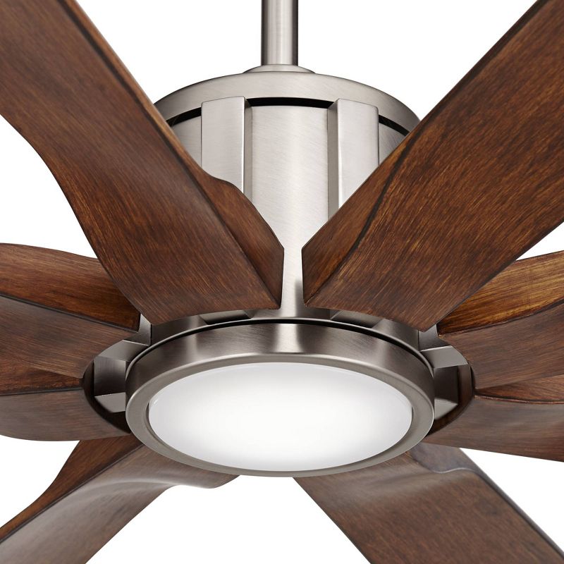 80" Possini Euro Design Defender Modern Indoor Outdoor Ceiling Fan with Dimmable LED Light Remote Brushed Nickel Koa Damp Rated for Patio Exterior, 3 of 10