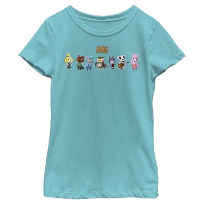 Girl's Nintendo Animal Crossing Character Lineup T-Shirt - Tahiti Blue -  Medium