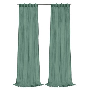Habitat 100% Polyester Paloma Sheer Broomstick Crushed Solid Dual Header Curtain Panel Sage - 1 of 4