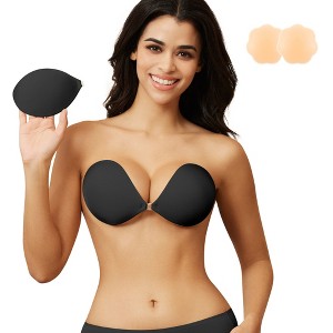 Niidor Strapless Sticky Bra for Women Sticky Bust Silicone Adhesive Bra Invisible Push up Lift Bra for Backless Dress with Nipple Covers - 1 of 4
