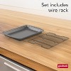 15” x 10.5” Nonstick Carbon Steel Baking Pan & Raised Wire Rack – Pizza Crisper, Crispy Bacon, Multipurpose Cooking Sheet Pan, Cooling Rack - 3 of 4