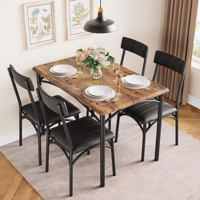Farmhouse Dining Table Chair Set for 4, Space Saving Kitchen Table Set for Small Spaces