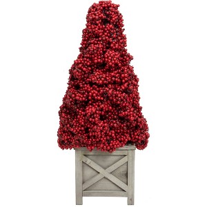 Allstate Floral 2 FT Red Berry Cone Potted Christmas Topiary - 1 of 4