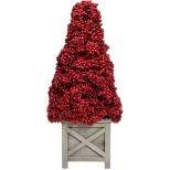 Allstate Floral 24" Red Berry Cone Potted Christmas Topiary