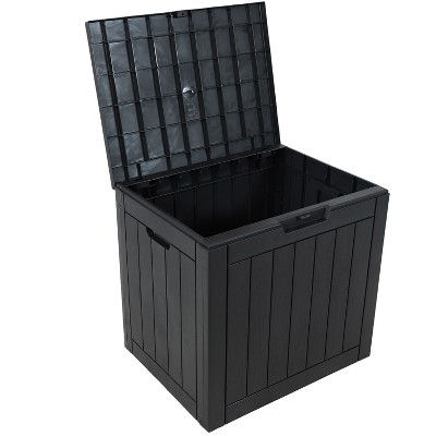 Phantom Gray Lockable Resin Deck Box with Faux Wood Design