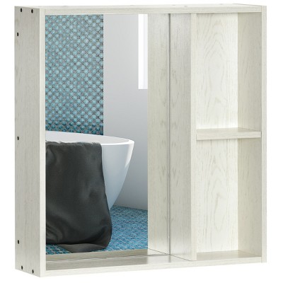 GlasFlength Decorative Wall Mirrors Vanity Mirrors Open Shelves Bathroom Decor Cabinet Accent Mirror for Bathroom Wall, White, 24.75"*6"*25.5"