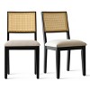 Dining Chairs, Mid Century Upholstered Dining Chairs, Rattan Back Chairs with Black Frame for Kitchen or Dining Room-Tanpinhause - 3 of 4