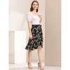 Allegra K Women's Floral Printed Self Tie Knot High-Low Ruffle Hem Wrap Skirt - 2 of 4