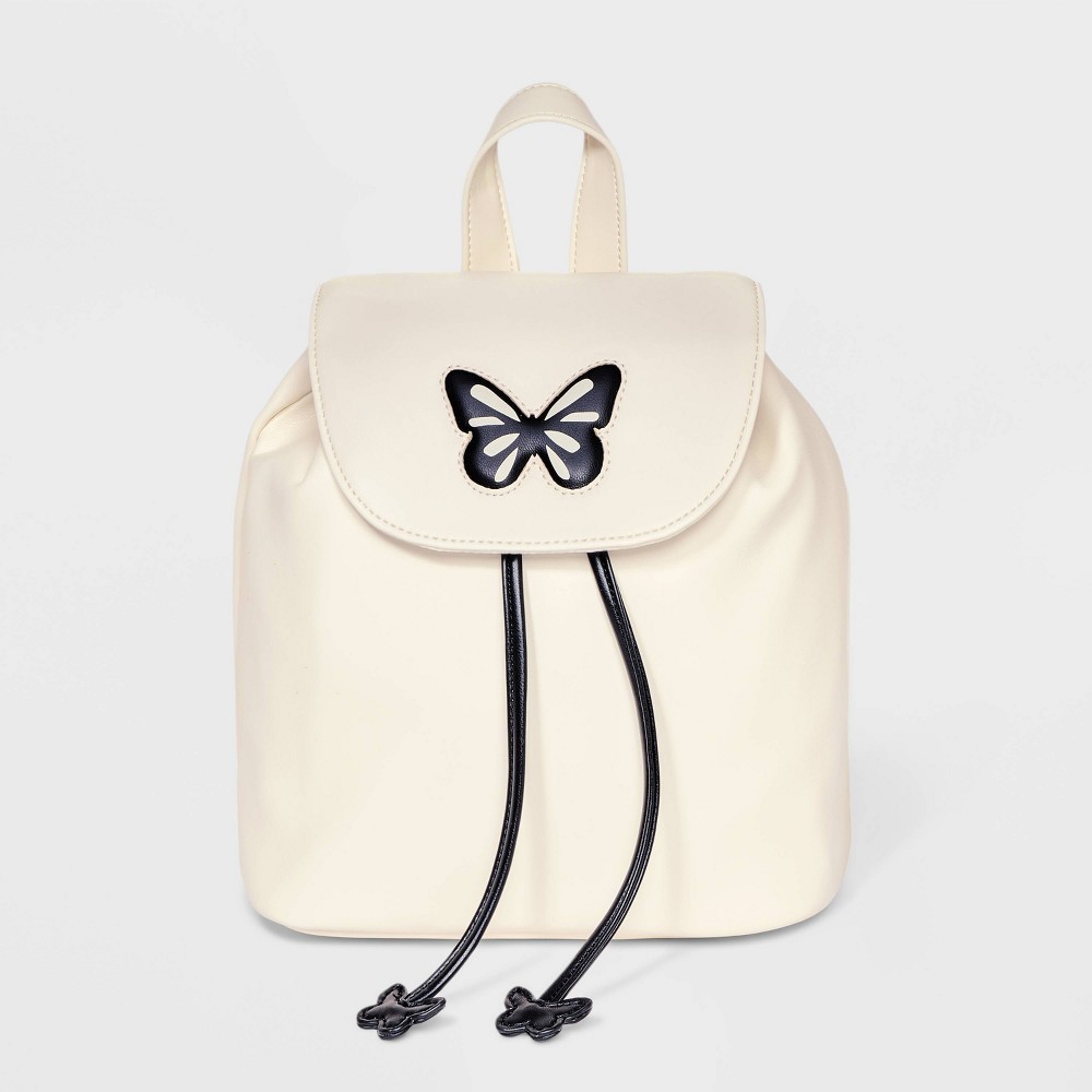 Photos - Backpack Kids' 8.5" Butterfly Faux Leather Mini  - art class™ White