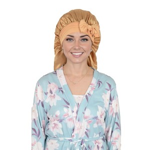 Anna-Kaci Satin Long Bonnet Sleep Cap with Stretch Turban Band for Hair Protection and Moisture Retention - 1 of 4