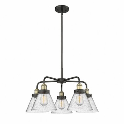 Cone - 5 Light Stem Hung Chandelier In Art Deco Style-15 Inches Tall and 25.75 Inches Wide