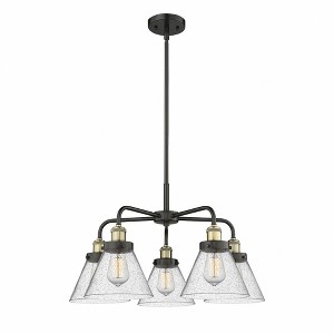 Cone - 5 Light Stem Hung Chandelier In Art Deco Style-15 Inches Tall and 25.75 Inches Wide - 1 of 1