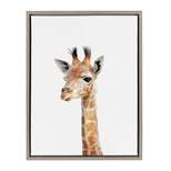 18" x 24" Sylvie Baby Giraffe Framed Canvas by Amy Peterson Gray - Kate and Laurel